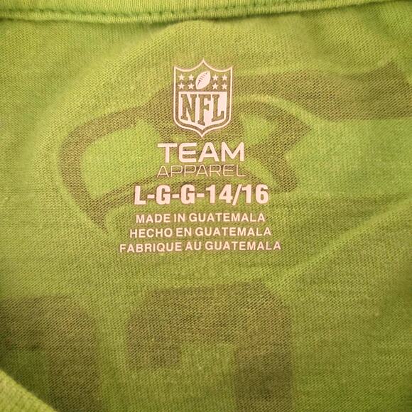 Seattle Seahawks Lime Green T-Shirt Size 14-16 - Picture 3 of 3